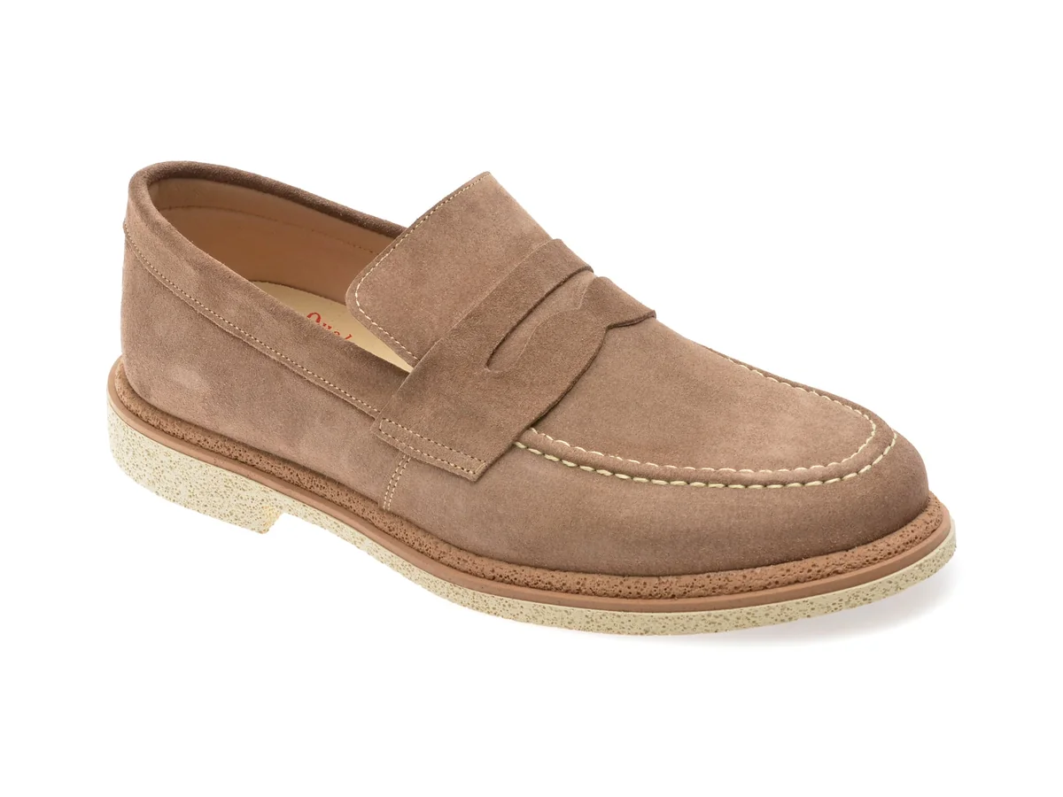 Mocasini Eleganti Otter Gri, 6952, Din Piele Intoarsa