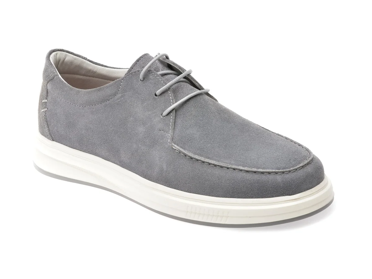 Pantofi Otter Gri, 3752, Din Piele Întoarsă