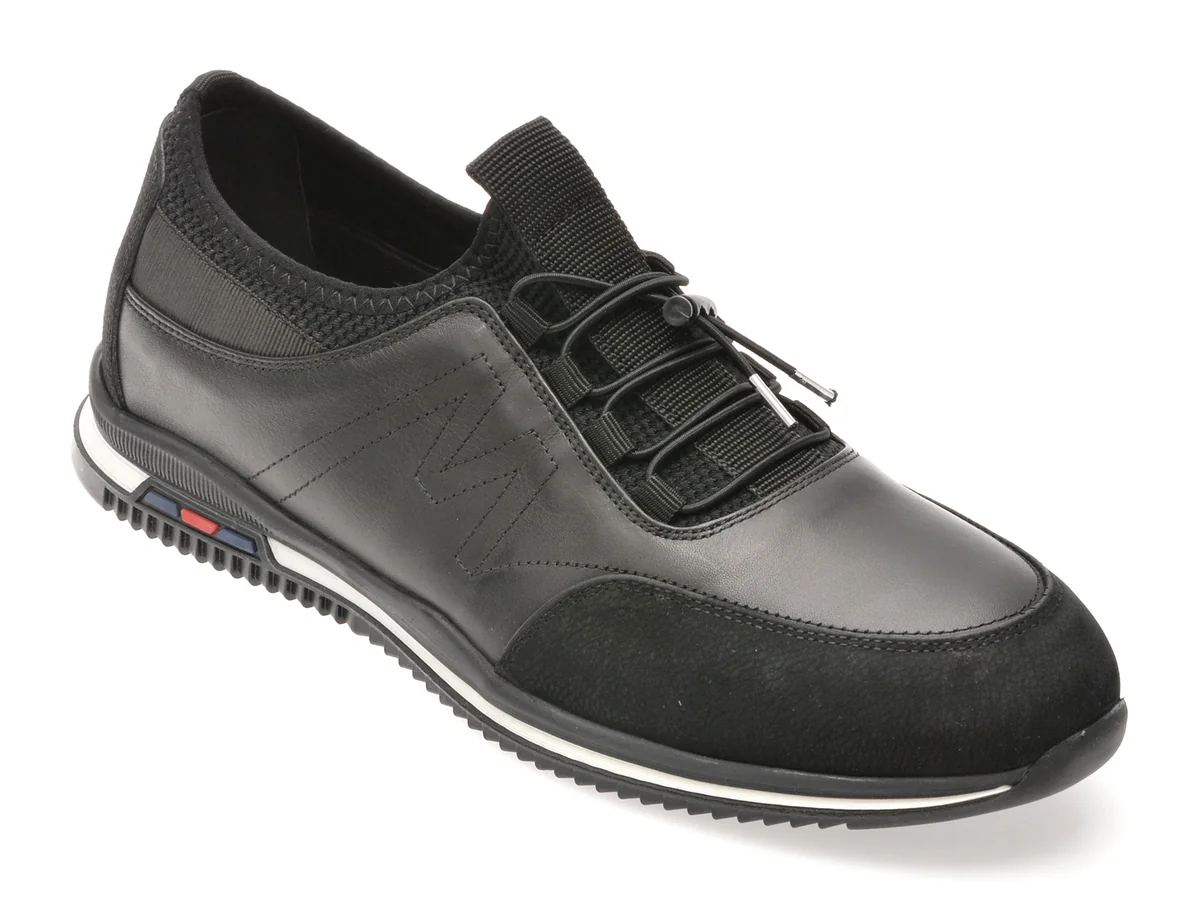 Pantofi Sport Otter Negri, 1393, Din Piele Naturală