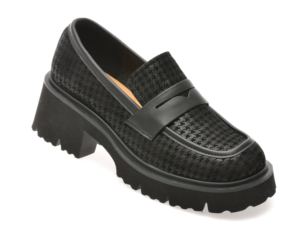 Mocasini Epica Negri, 1058D32, Din Piele Intoarsa