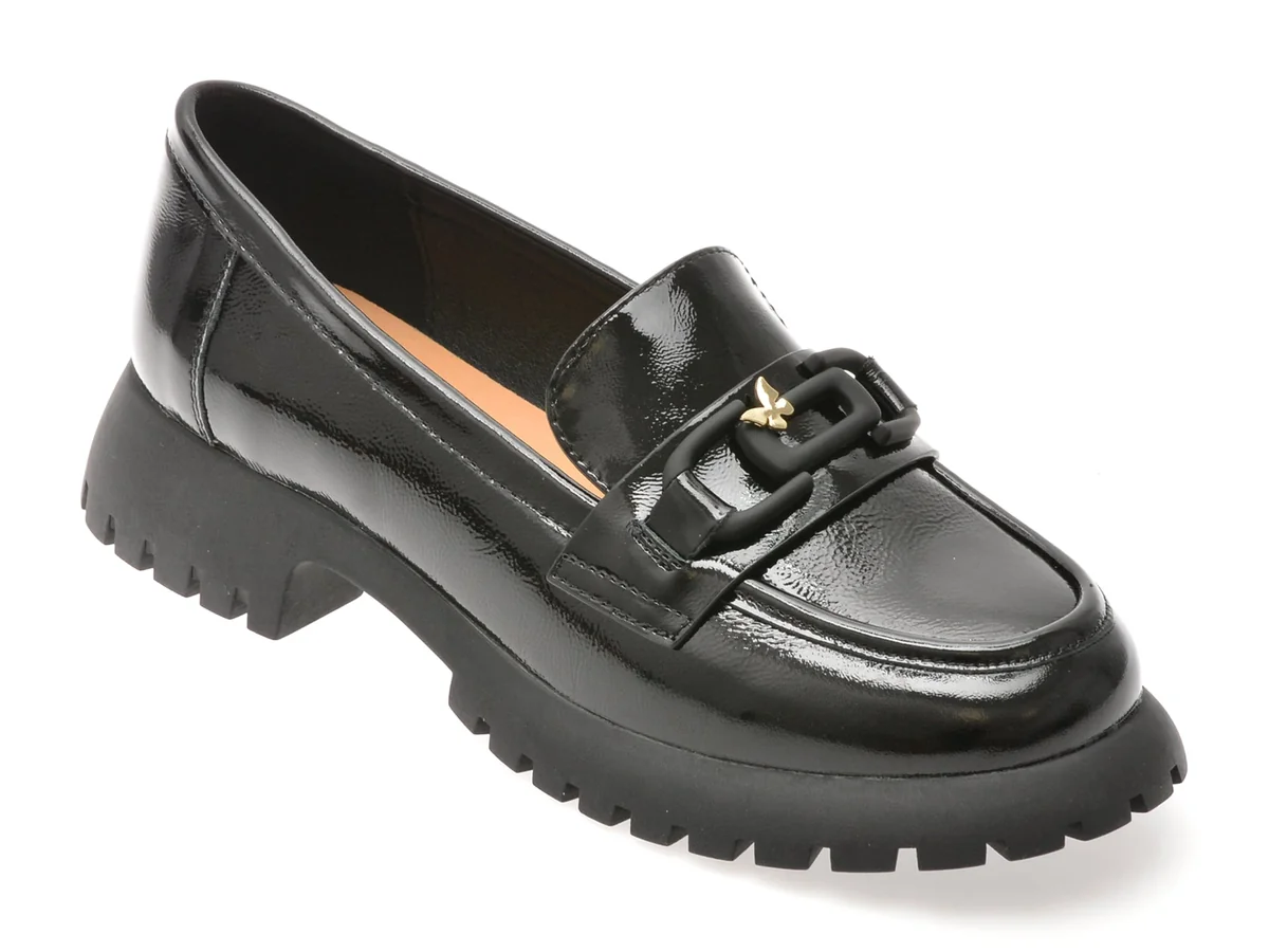 Mocasini Gryxx Negri, V856G45, Din Piele Naturala Lacuita