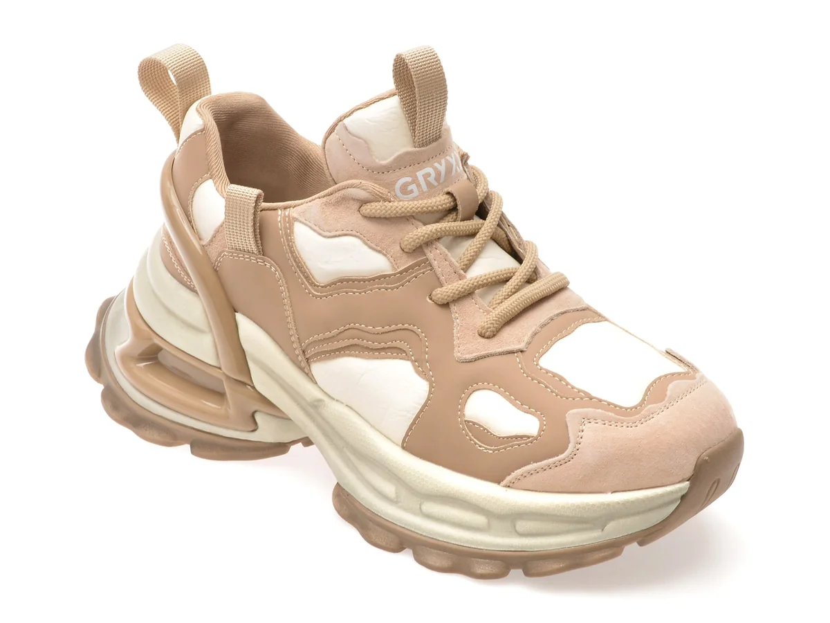Pantofi Sport GRYXX Nude, M1626, Din Piele Naturala