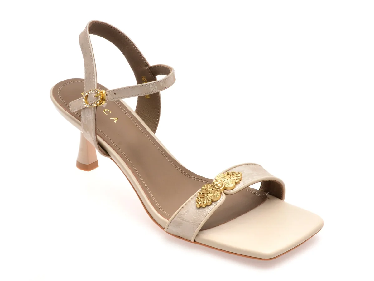Sandale Elegante Epica Nude, H210, Din Piele Naturala