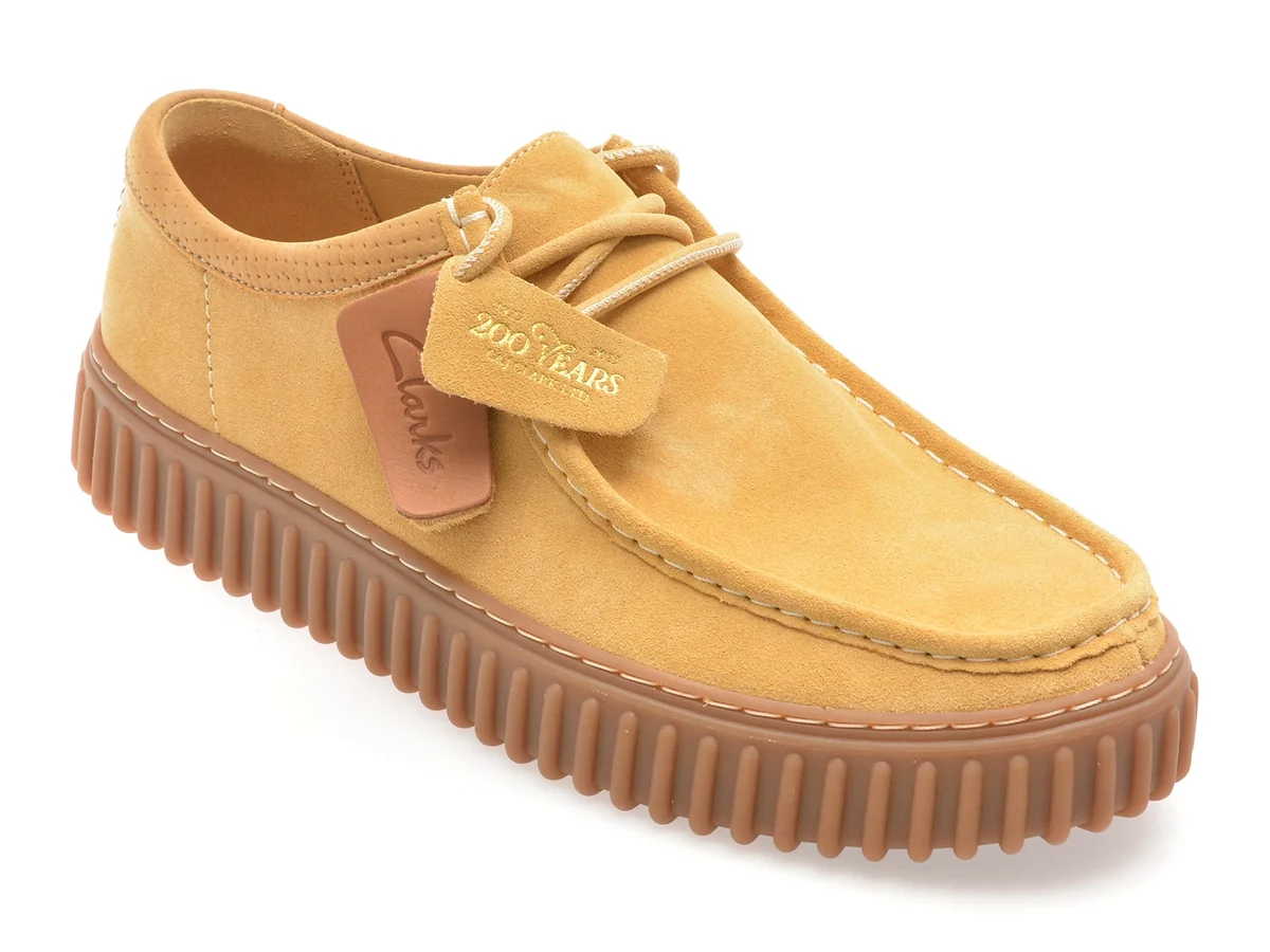 Mocasini Clarks Galbeni, TORHILL LO, Din Piele Intoarsa