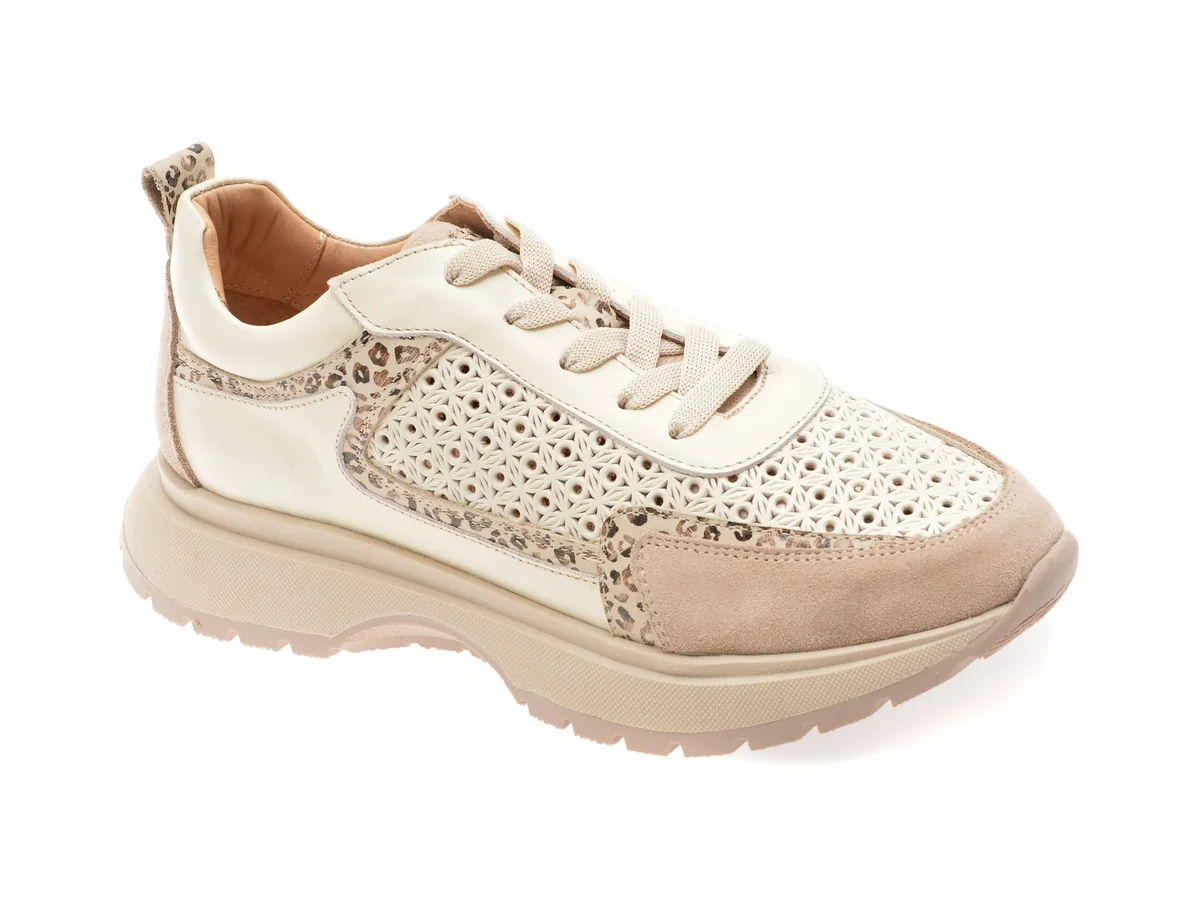 Pantofi Sport Epica Bej, 146250S, Din Piele Întoarsă