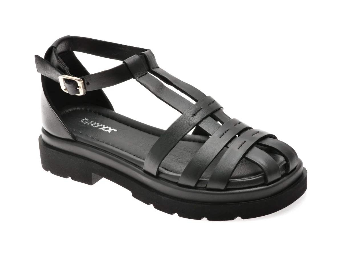 Sandale GRYXX Negre, TOKASIZ, Din Piele Naturala