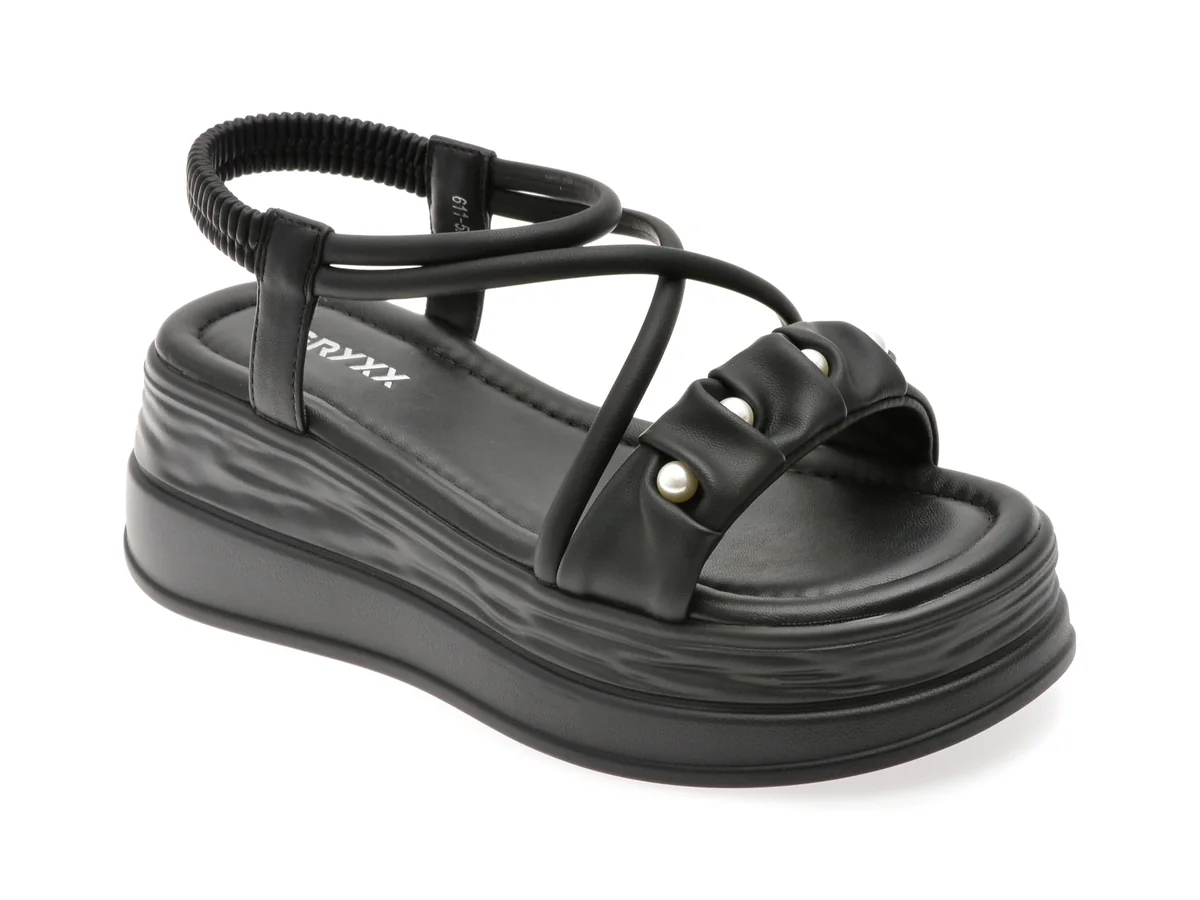 Sandale GRYXX Negre, 611, Din Piele Ecologica