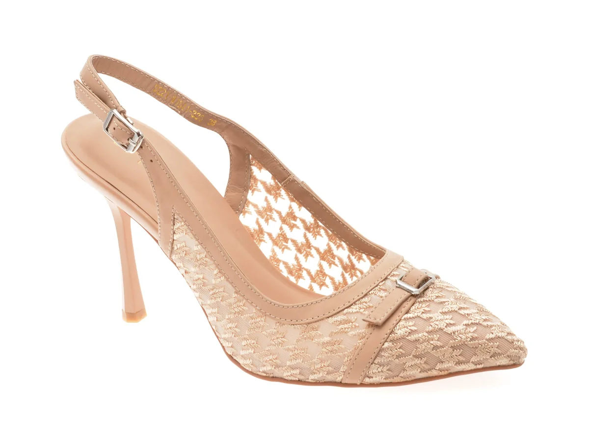 Pantofi Eleganti Epica Nude, D221, Din Material Textil