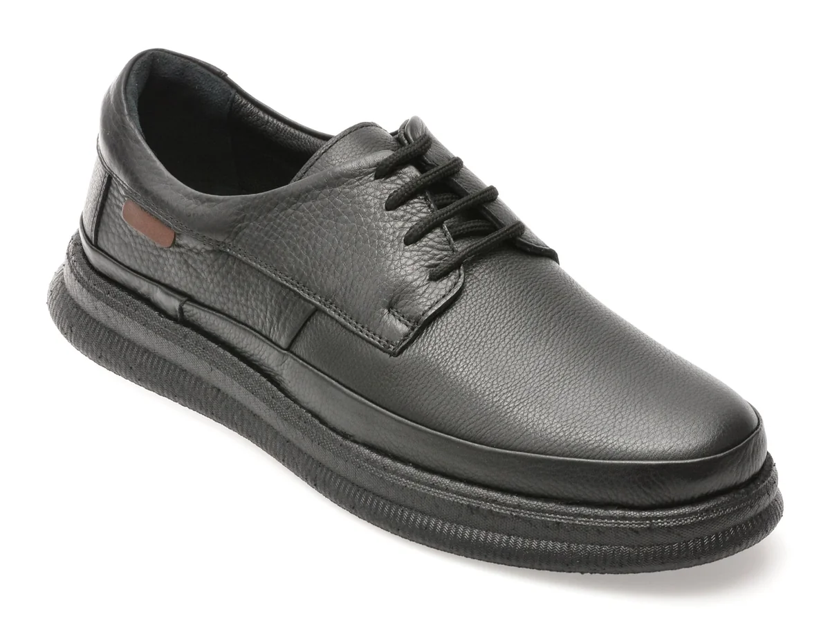 Pantofi Otter Negri, DD506, Din Piele Naturala