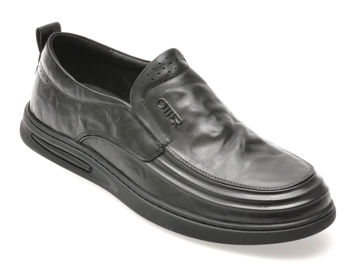 Mocasini OTTER Negri, 37310, Din Piele Naturală