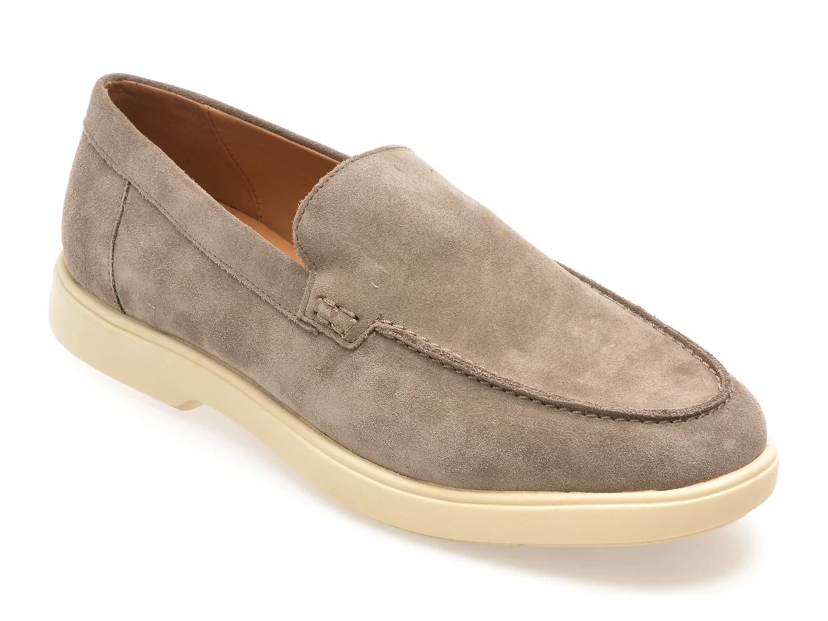 Mocasini Geox Gri, U55LAD, Din Piele Intoarsa