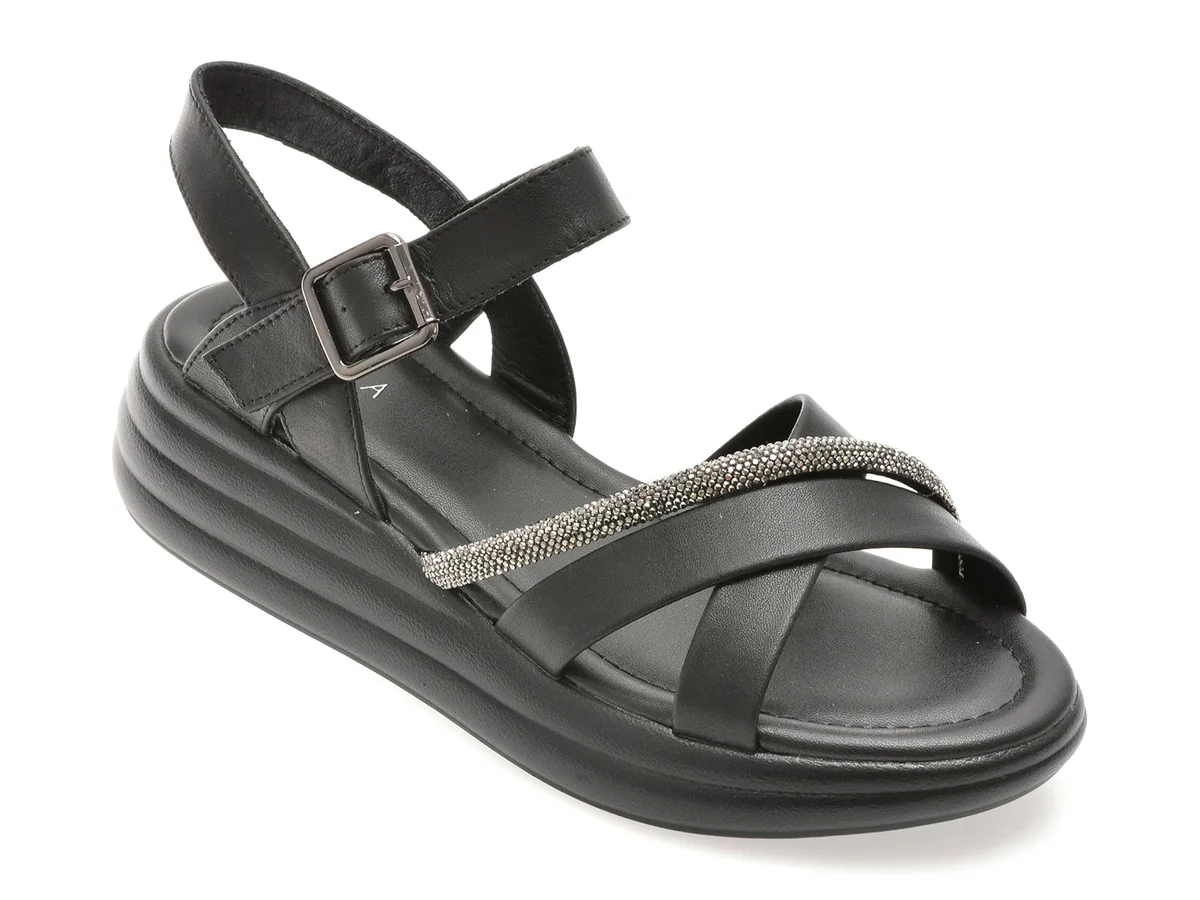 Sandale Epica Negre, 1136C12, Din Piele Naturala