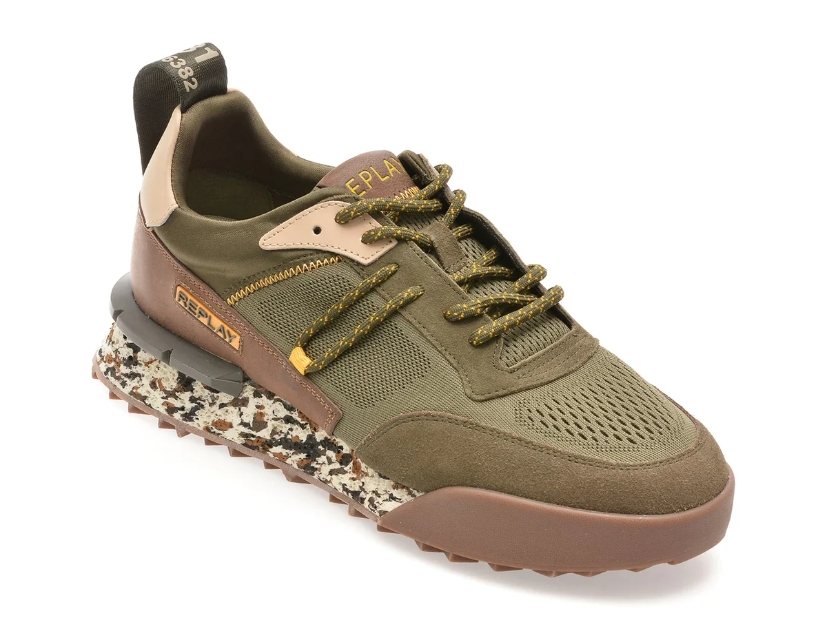 Pantofi Sport Replay Kaki, MS1P55L, Din Material Textil
