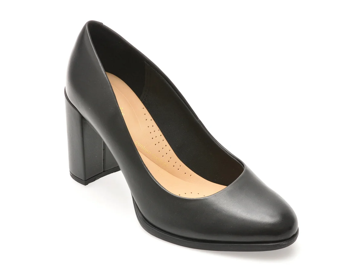 Pantofi Clarks Negri, Freva 85 Court, Din Piele Naturala