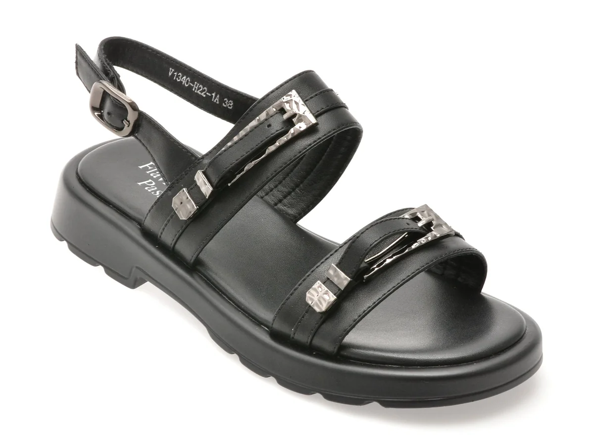 Sandale Flavia Passini Negre, 1340H22, Din Piele Naturala