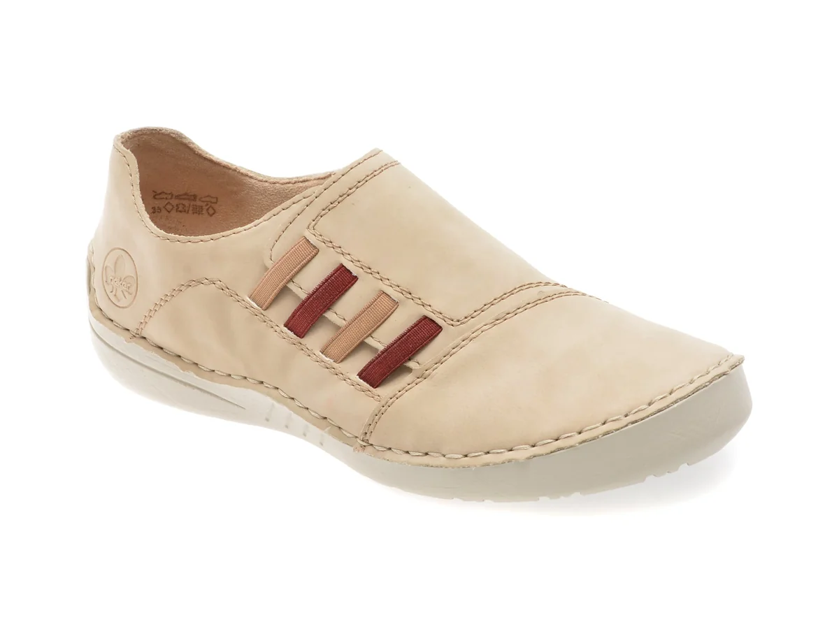 Pantofi Rieker Bej, 52560, Din Piele Ecologica
