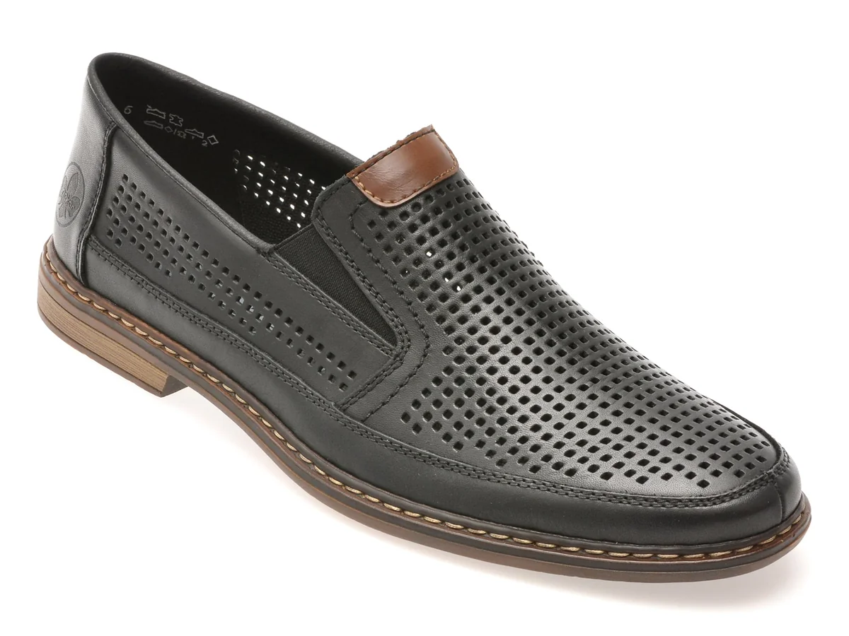 Pantofi Rieker Negri, 13459, Din Piele Naturală