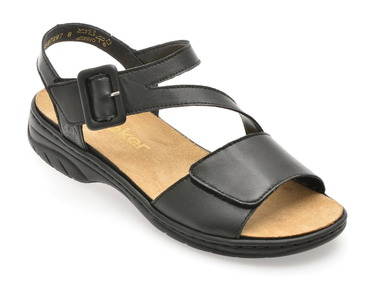 Sandale Rieker Negre, 64561, Din Piele Naturala