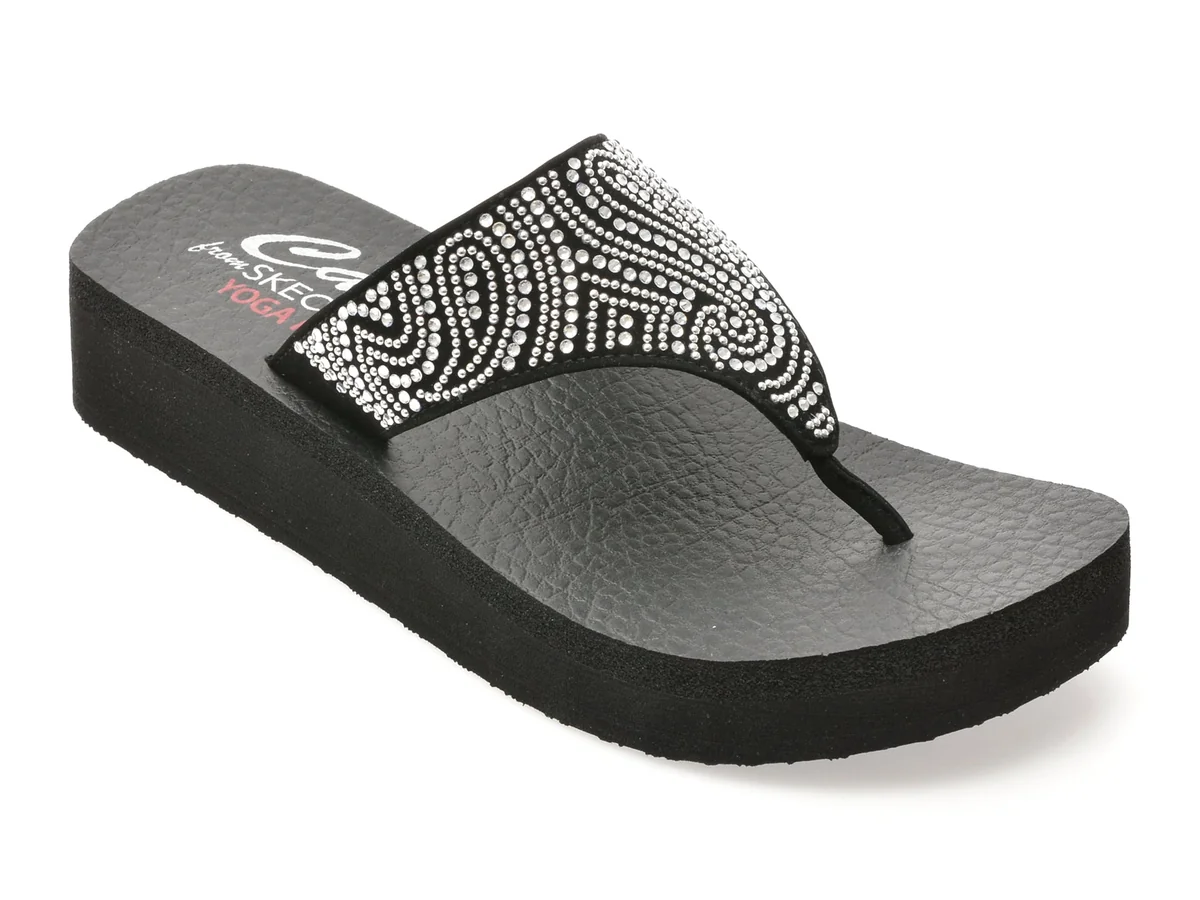 Papuci Skechers Negri, Vinyasa, Din Piele Ecologică