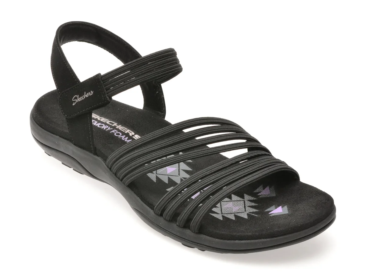 Sandale Skechers Negre, Reggae Slim, Din Material Textil