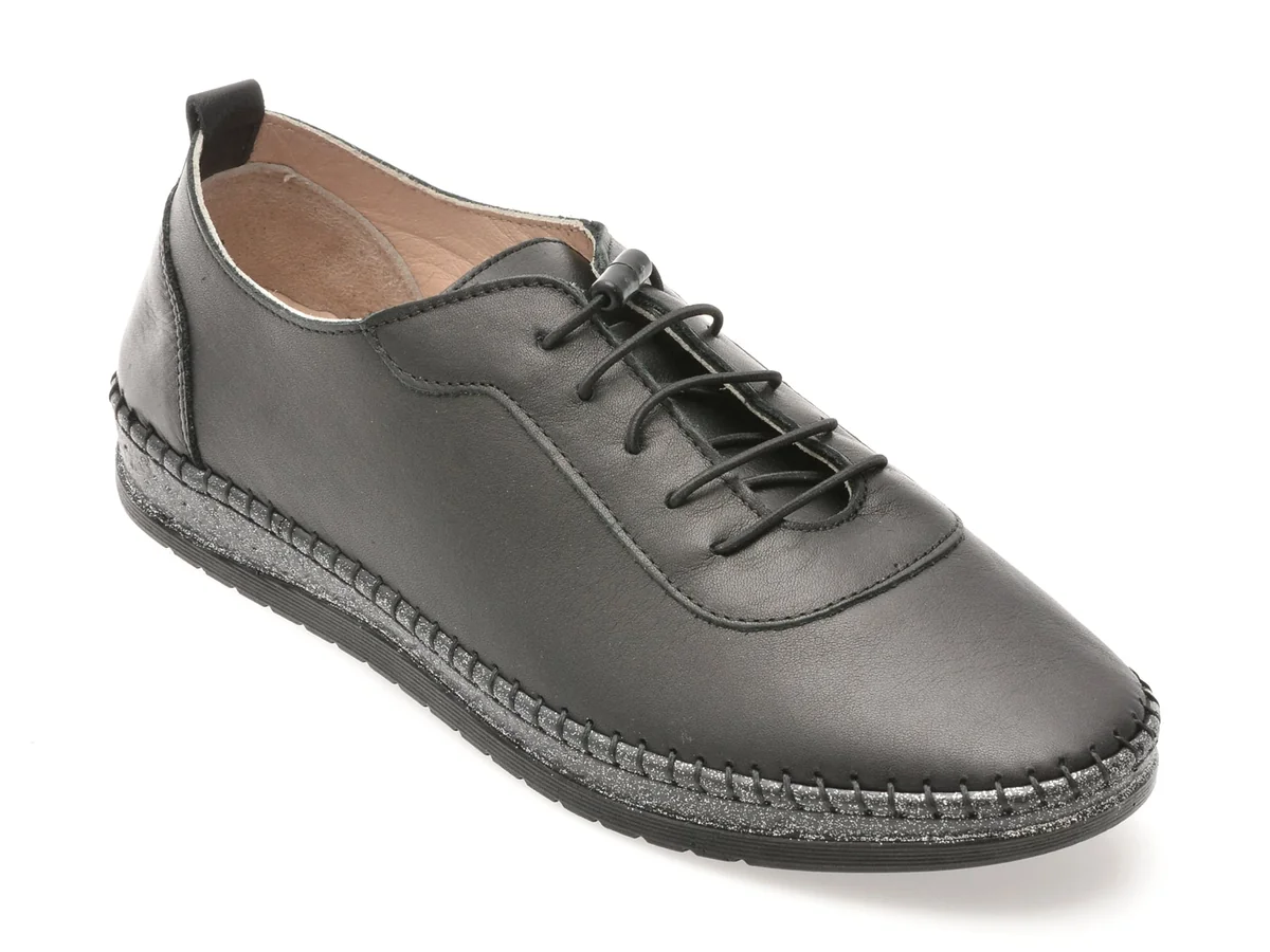 Pantofi Flavia Passini Negri, CS581, Din Piele Naturală