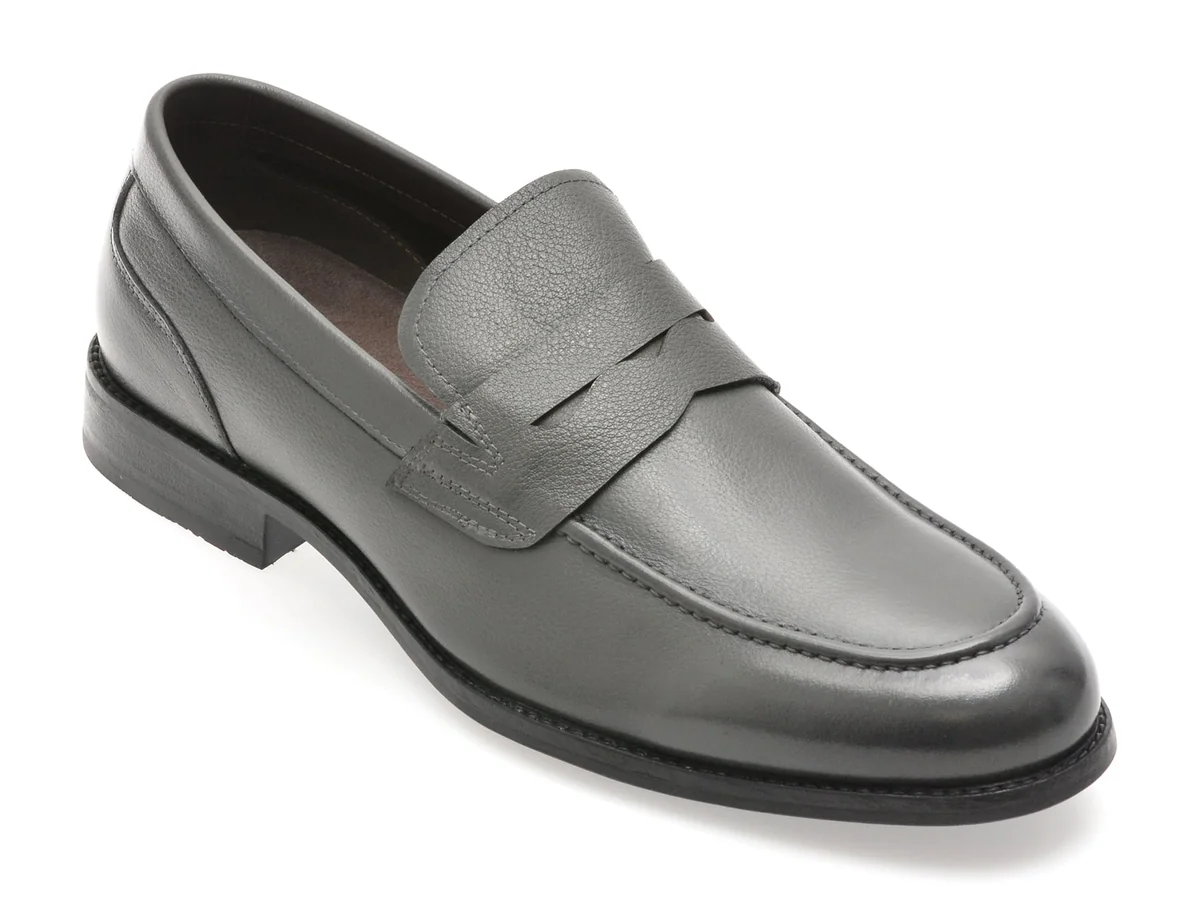 Mocasini Eleganți Epica Gri, K57, Din Piele Naturala