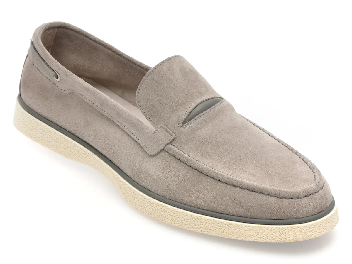 Mocasini Gryxx Gri, 33501, Din Piele Întoarsă