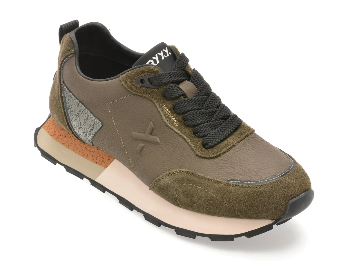 Pantofi Sport Gryxx Kaki, 110169, Din Piele Naturala