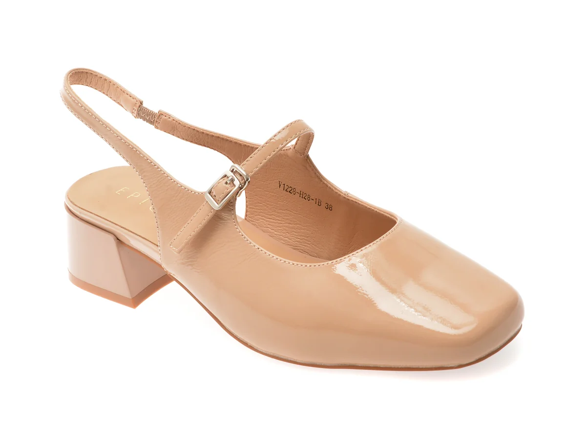 Pantofi Epica Nude, 1228H28, Din Piele Naturală Lăcuită