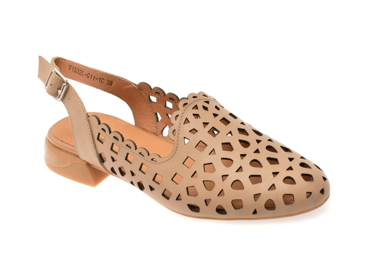 Pantofi Flavia Passini Nude, 1332G11, Din Piele Naturala