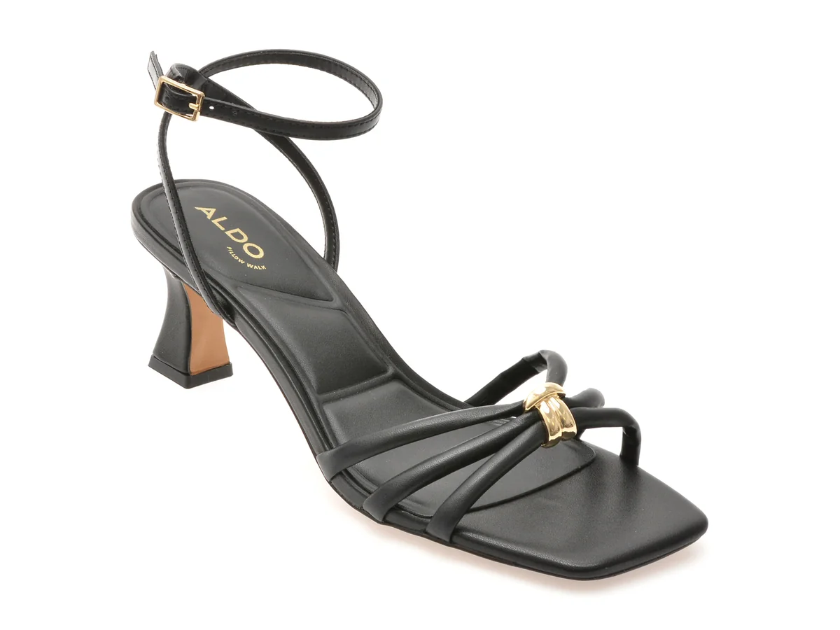 Sandale Elegante Aldo Negre, KAILAYA 001, Din Piele Naturală