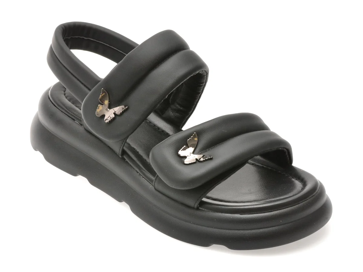 Sandale Flavia Passini Negre, 31001, Din Piele Ecologică