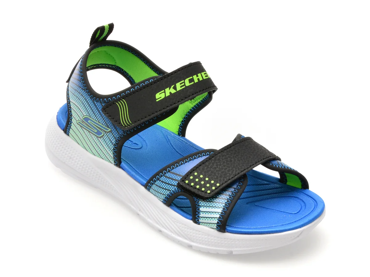 Sandale Skechers Negre Microspec-Splash Din Piele Ecologică