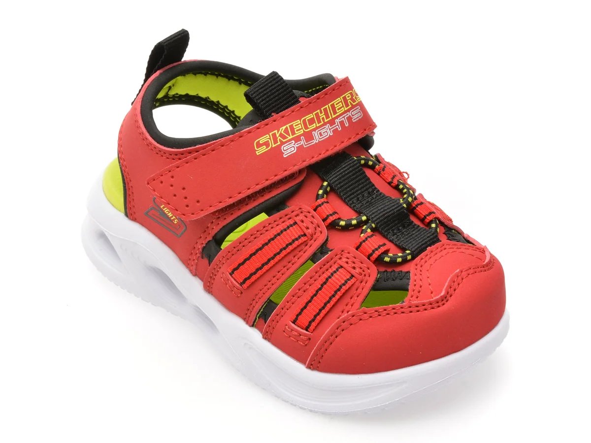 Pantofi Sport Skechers Rosii, Sola Glow Sandal, Din Piele Ecologică