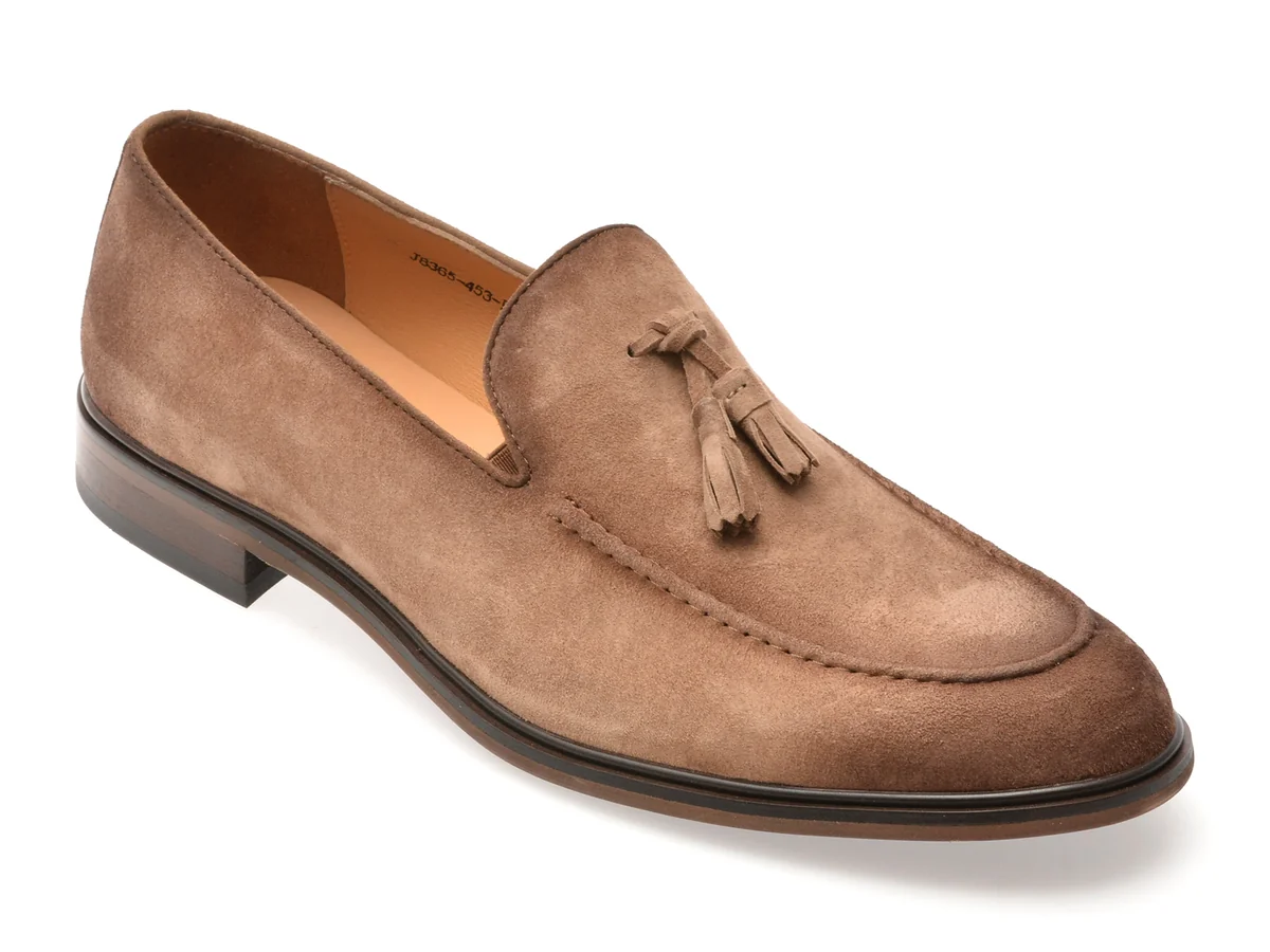 Mocasini Eleganti Epica Gri J8365 Din Piele Intoarsa