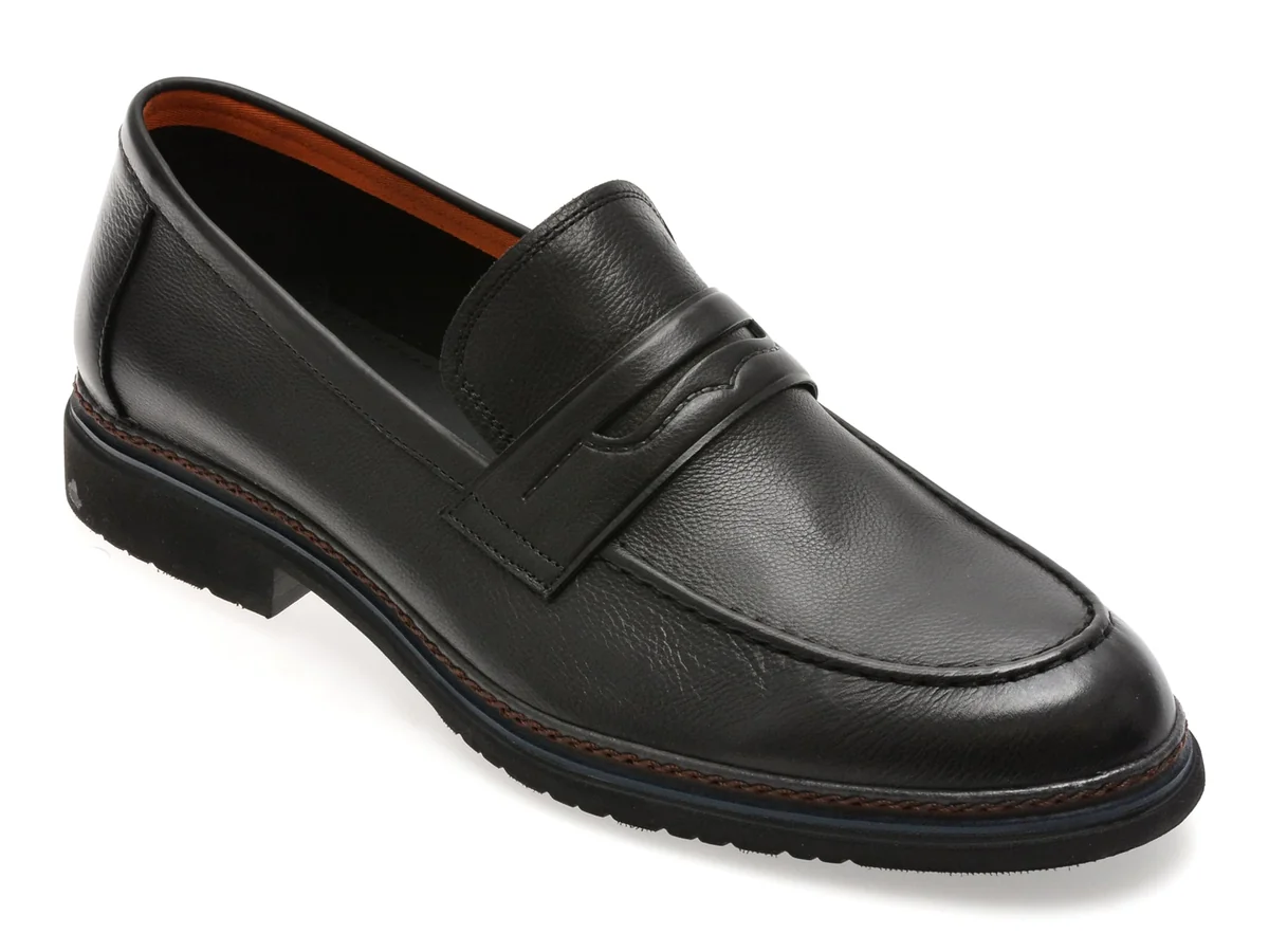 Mocasini Eleganti Epica Negri, QA82AB, Din Piele Naturala