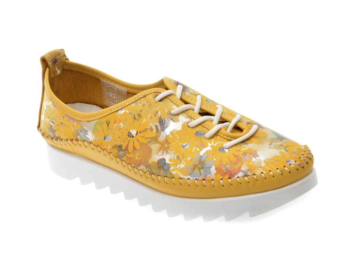 Pantofi Francesca Fiore Galbeni 2438, Din Piele Naturala