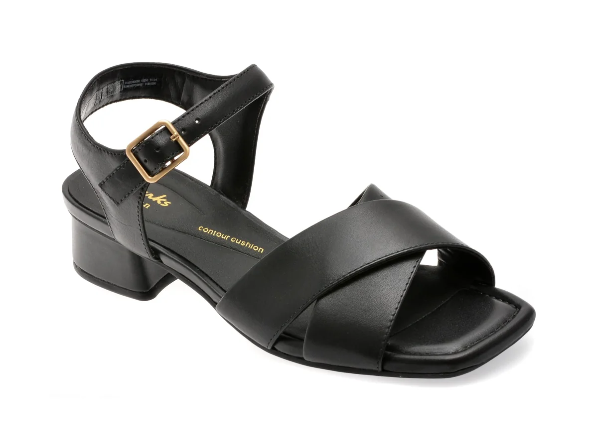 Sandale Clarks Negre, Serina 35 Cross, Din Piele Naturală