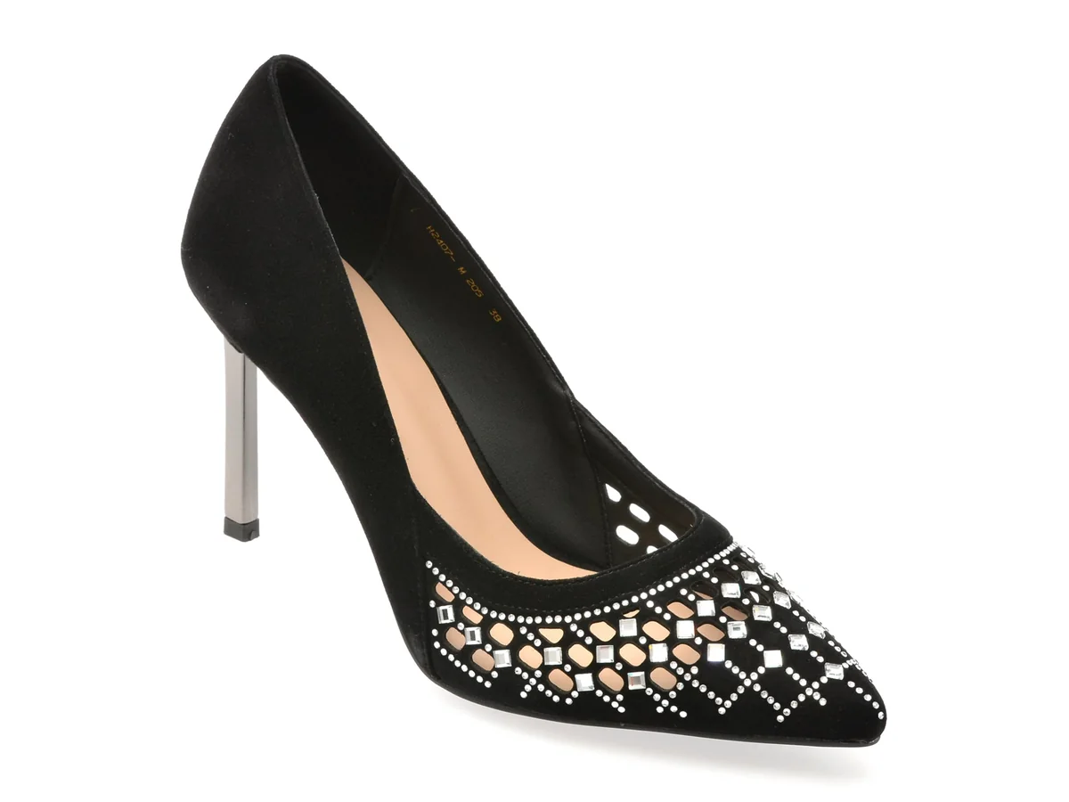 Pantofi Eleganti Flavia Passini Negri, M205, Din Piele Întoarsă