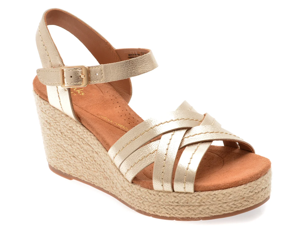 Sandale Clarks Argintii, Sabina Strap, Din Piele Naturala