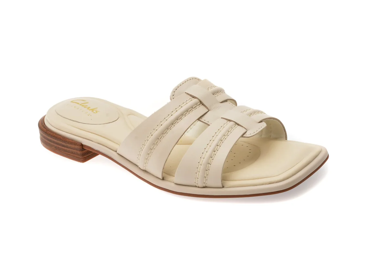 Papuci Clarks Bej, Ariany Mules, Din Piele Naturala