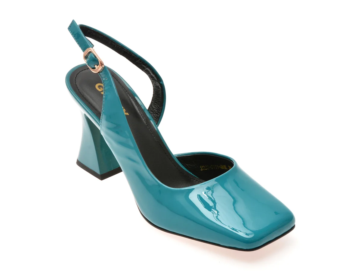 Pantofi Eleganti Gryxx Albastri, 2033, Din Piele Naturală Lăcuită