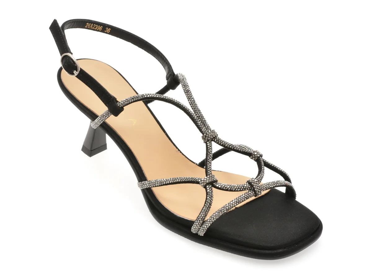 Sandale Elegante Epica Negre, 2396, Din Piele Ecologica