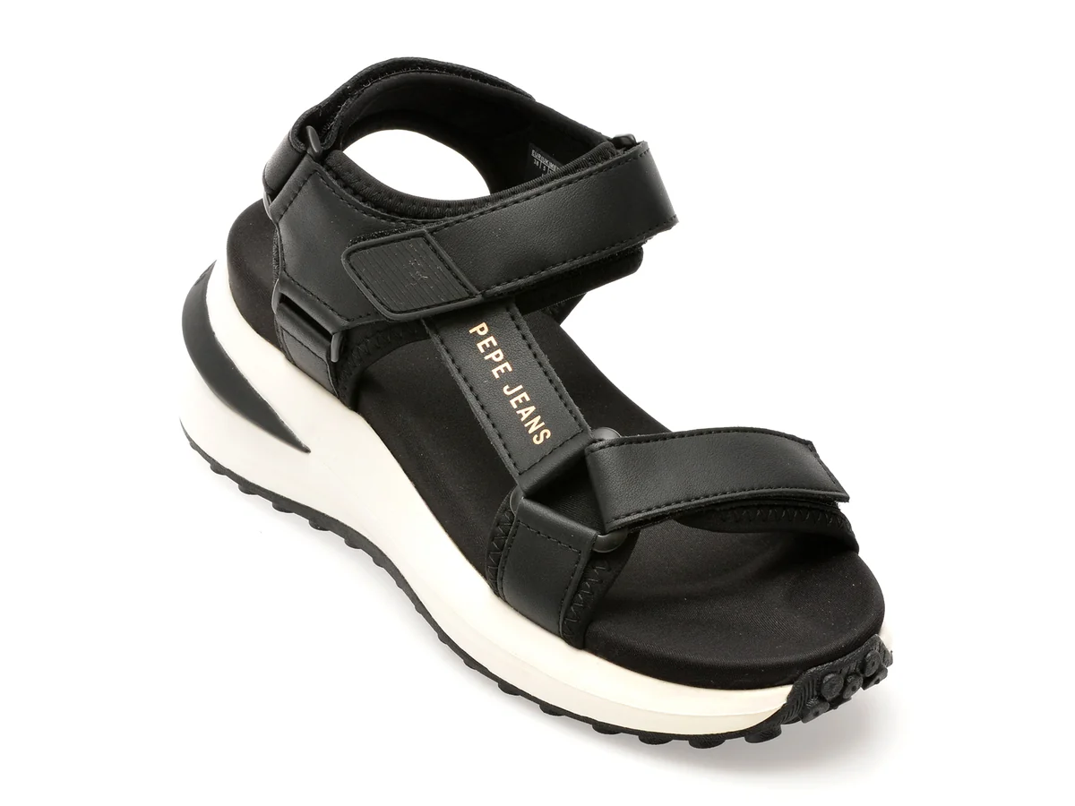 Sandale Pepe Jeans Negre, Winslove Action, Din Piele Naturală