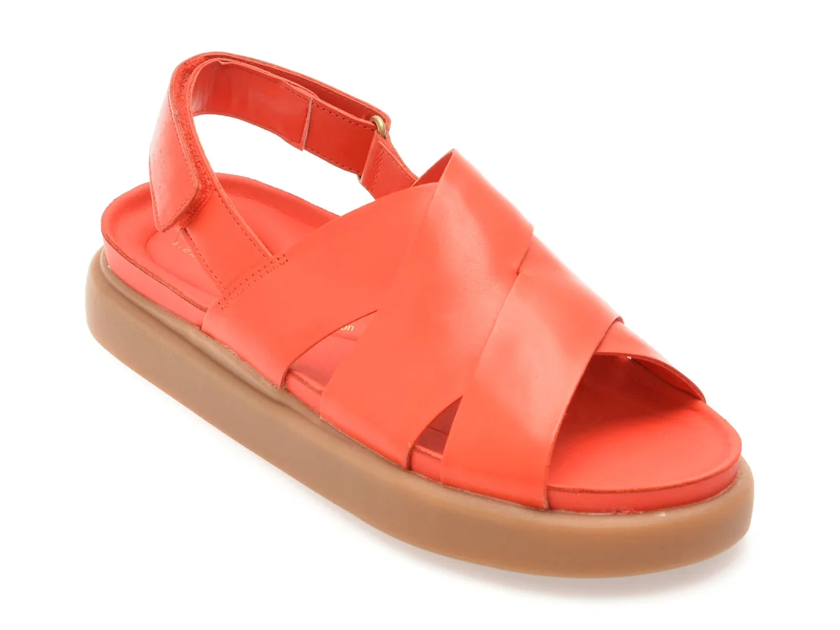 Sandale Clarks Roșii, Aristella Sun, Din Piele Naturală