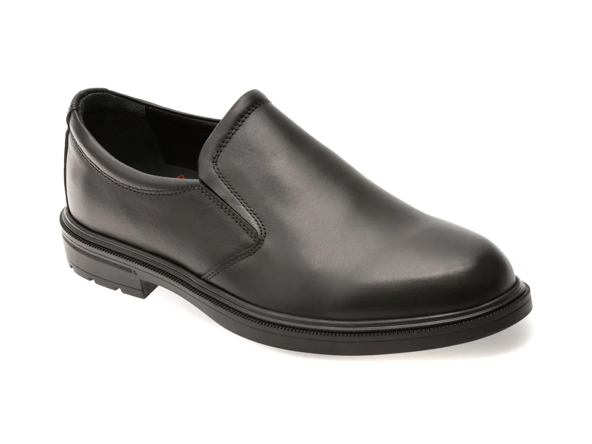 Pantofi Otter Negri, A61, Din Piele Naturala