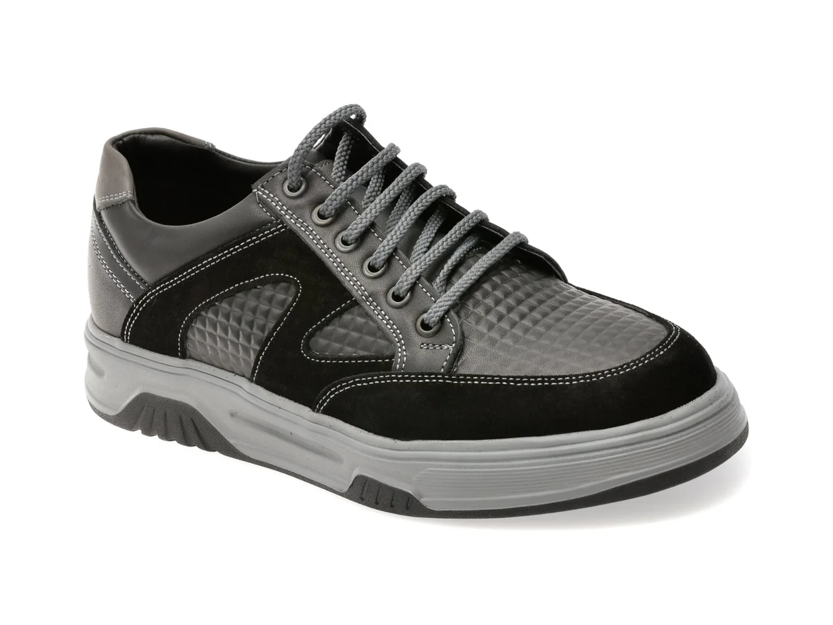 Pantofi Sport Otter Negri, 1374, Din Piele Naturală