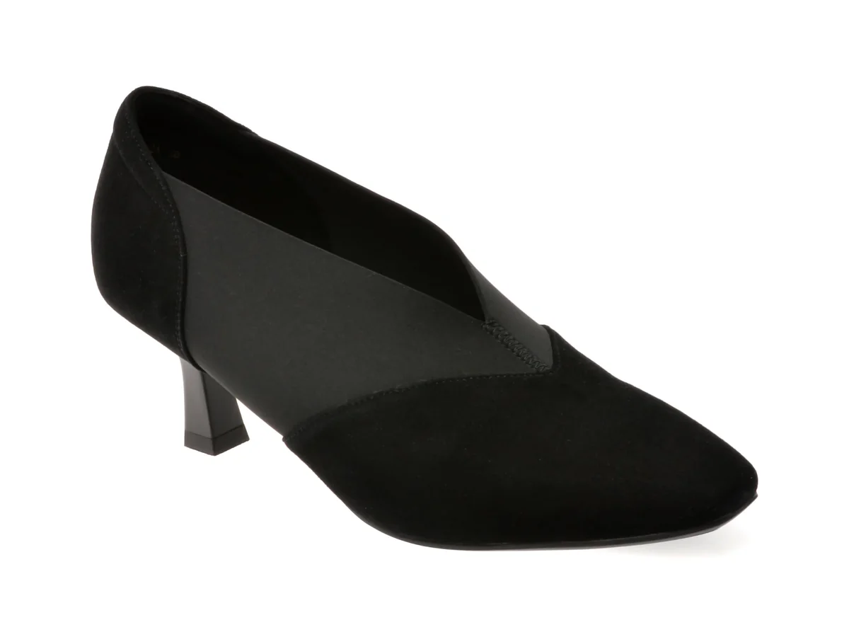 Pantofi Eleganți Epica Negri, 3D7535, Din Piele Întoarsă