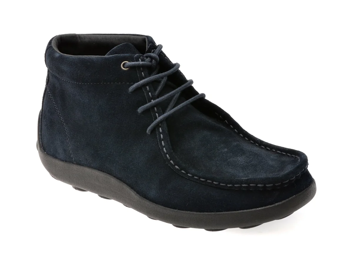 Ghete Geox Bleumarin, U56HLA, Din Piele Întoarsă