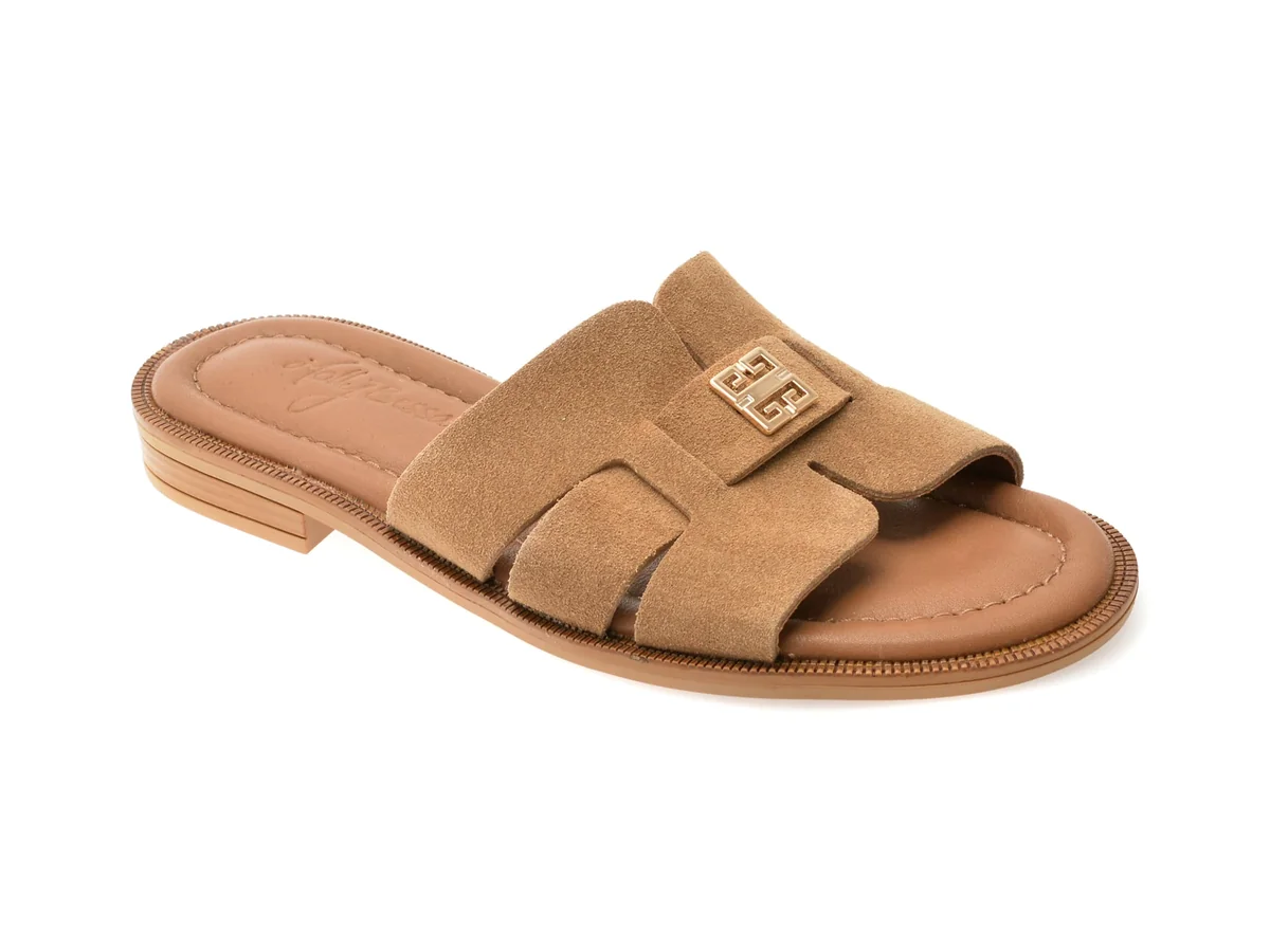 Papuci Molly Bessa Gri, 5002401, Din Piele Întoarsă